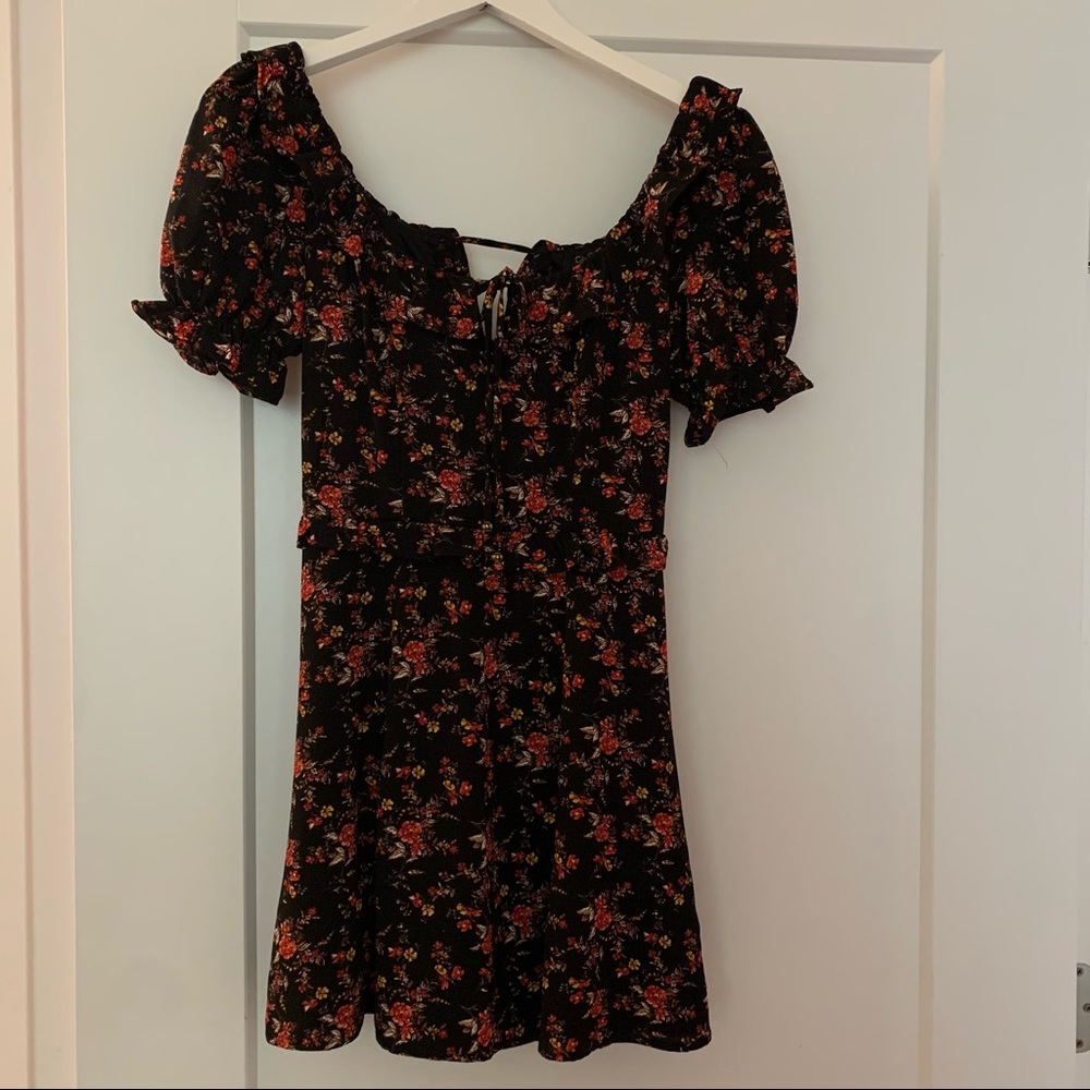 City Studio dress small black with red flowers
